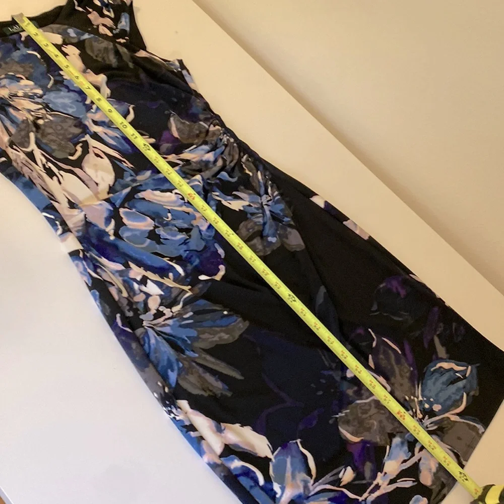 Lauren Ralph Lauren Navy Floral Cap-Sleeve Dress size 8 fully lined - Picture 4 of 12